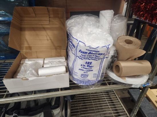 LOT OF 9 ROLLS OF CAN LINERS WITH ASST KITCHEN PAPER PRODUCTS