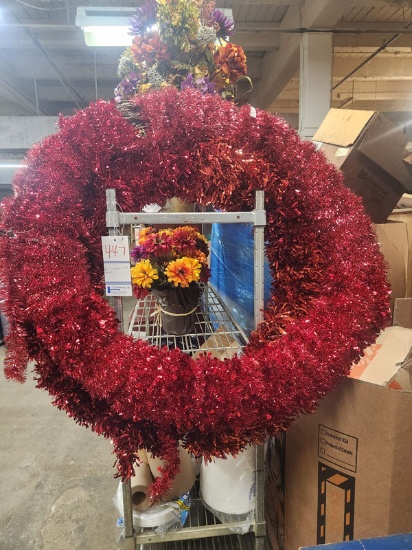 LOT OF (2) 38" DECORATIVE RED WREATHS