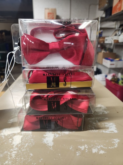 LOT OF 8 MENS MARSHALL STUART RED BOWTIES