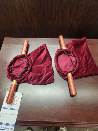 LOT OF 2 VELVET CHURCH DONATION BAGS