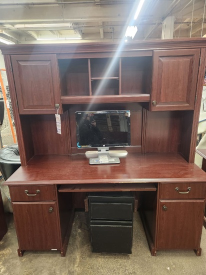 DESK WITH 2-DRAWER FILE CABINET 56 1/2"x23 1/2"x72"
