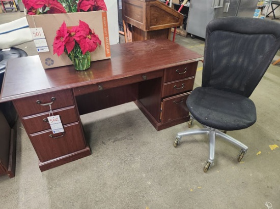 DESK WITH SWIVEL OFFICE CHAIR 66"x29 1/2"x31"