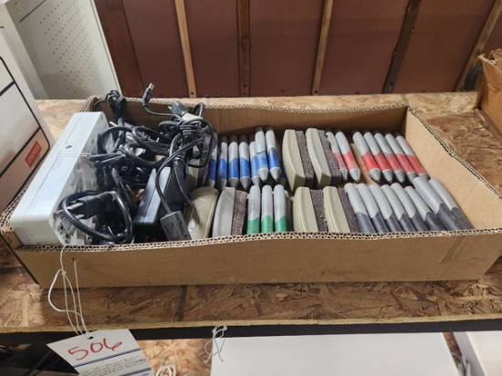 LOT OF ASST SMART BOARD MARKERS, EARSERS, CORDS, AND EPSON TOUCH UNIT