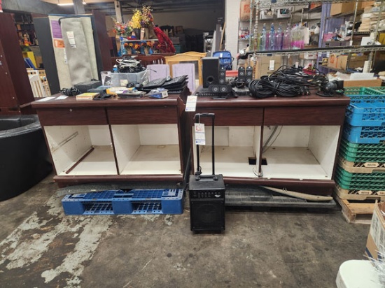 SET OF 2 REGISTER STANDS - AS IS 48" X 34" X 34"