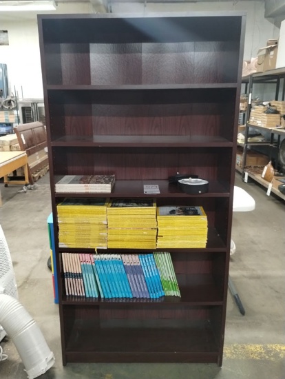 STURDY 6 SHELF WOODEN BOOK CASE  36" X 12" X 73"