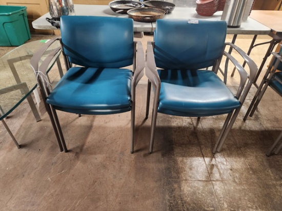 SET OF 4 OFFICE STACK CHAIRS  - VINYL UPHOLSTERED