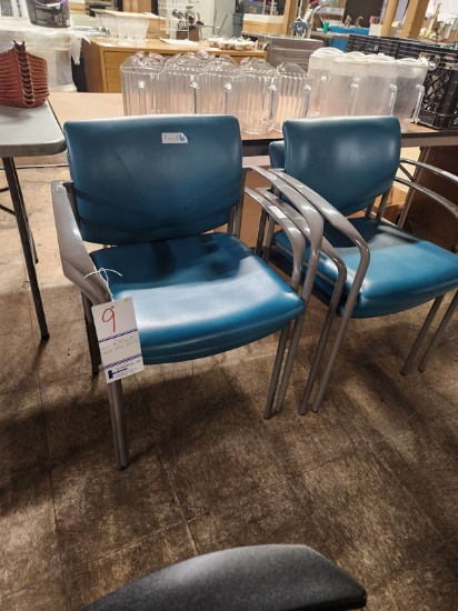 SET OF 4 OFFICE STACK CHAIRS - VINYL UPHOLSTERED