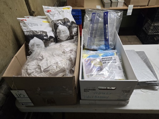 2 BOXES OF ASSORTED MEDICAL PROTECTION GEAR
