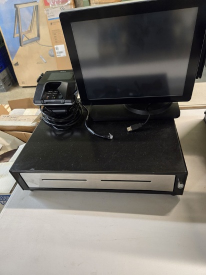 POS SYSTEM WITH ROHS TERMINAL, VERIFONE CC TERMINAL AND CASH DRAWER (NO KEY)
