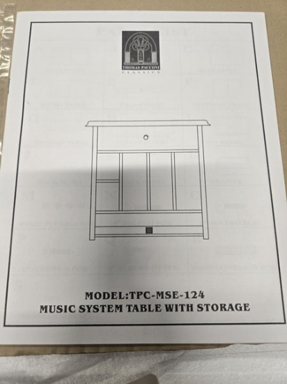 NEW THOMAS PACCONI CLASSICS MUSIC TABLE WITH STORAGE - MODEL TPC-MSE-124