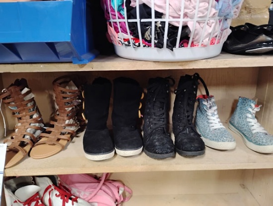 4 GIRLS SHOES - SIZES 3, 12, 5/6 AND 2