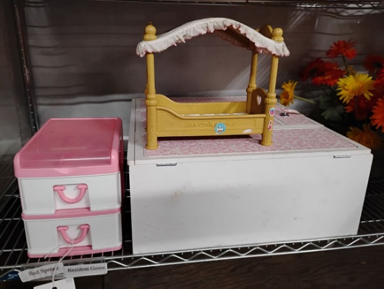 DOLL CLOSET, BED AND MISC