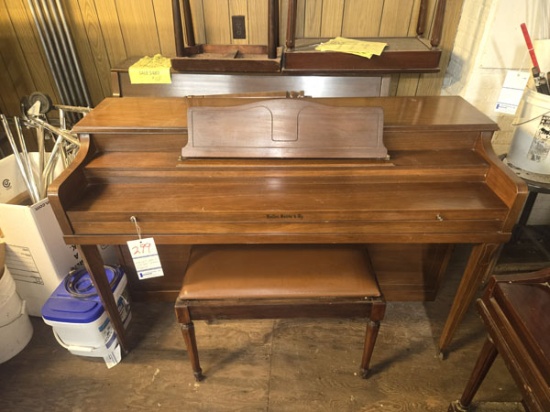 HALLET DAVIS UPRIGHT PIANO WITH BENCH