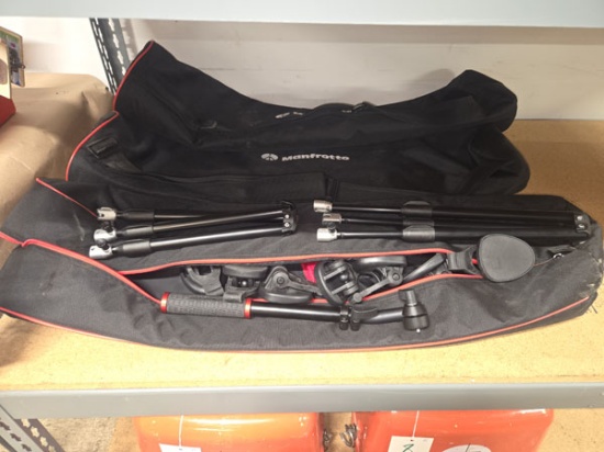LOT OF MANFROTTO IMAGINE TRIPODS WITH 3 CARRYING CASES