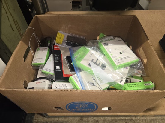 BOX OF CORDS AND ELECTRONICS