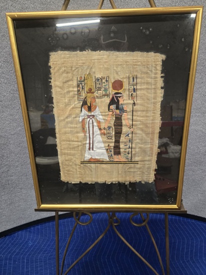 EGYOTIAN HANDPAINTED PAPYRUS 12" X 16" IN A GOLDEN FRAME 20" X 24"