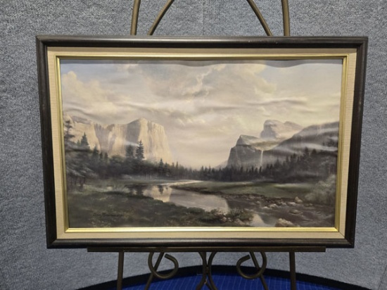 FRAMED 1989 "SIERRA SUNRISE" FINE ART PRINT BY DINO MASSARONI - ARTIST SIGNED WITH COA - 27.5" X 18.
