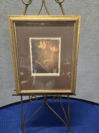 FRAMED FLORAL PRINT TITLED "ALLEGRIA III" - 19" X 23"