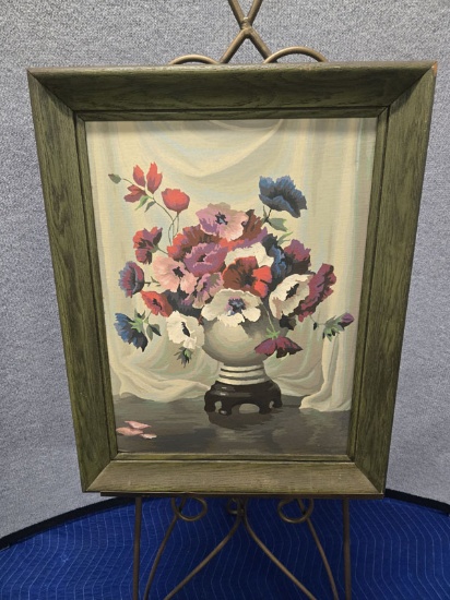 FRAMED FLORAL PAINTING MEASURING 23" X 29"