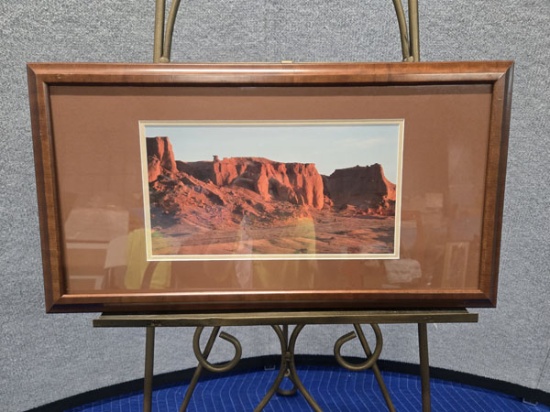 FRAMED MOUNTAIN DESERT LANDSCAPE  - 26" X 14"