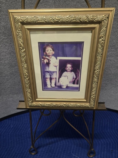 GOLD FRAME 16.5" X 19.5" WITH VINTAGE PHOTO