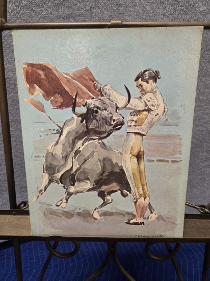 1967 NAVARETTI "BULLFIGHT" WALL ART - 11" X 14"