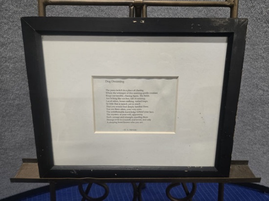 FRAMED W.S. MERWIN POEM " DOG DREAMING" - 16" X 13"