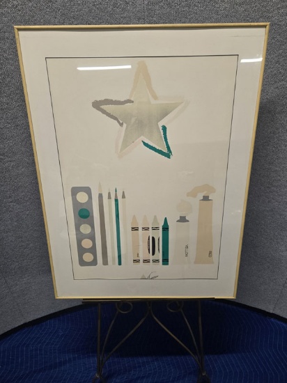FRAMED ART -  STAR AND ART SUPPLIES - MEASURES 28.5" X 37.5"