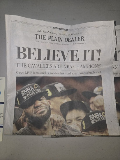11 "THE PLAIN DEALER" NEWSPAPERS COLLECTORS PAGES OF CAVS NBA CHAMPIONSHIP EDITIONS 6/22/16 - 6/26/1
