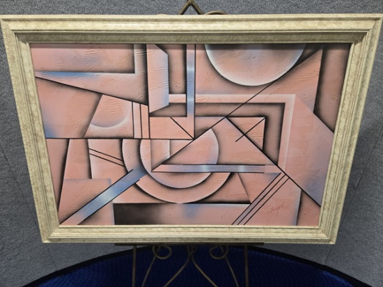 FRAMED AND ARTIST SIGNED ABSTRACT ART MEASURING 41.5" X 29.5"