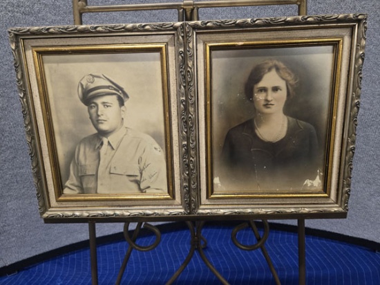 SET OF 2 VINTAGE PHOTOS IN MATCHING FRAMES MEASURING 11" X 13"
