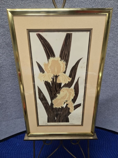FRAMED "IRIS" ART- ARTIST SIGNED AND NUMBERED 27/300 WITH CERTIFICATE OF AUTHENTICITY - 19.5" X 31.5