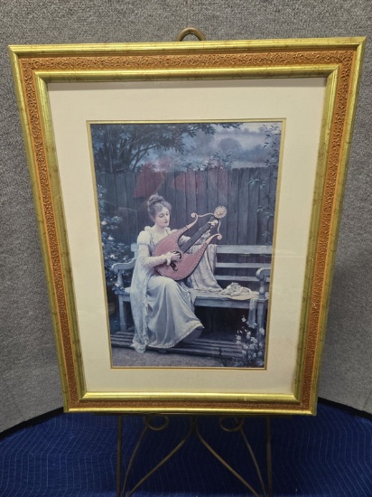 FRAMED EDMUND LEIGHTON ARTWORK - 26.5" X 34.5