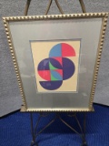 FRAMED ANTON FORTESCU 1960's ABSTRACT ARTWORK - ARTIST SIGNED AND NUMBERED 1/150 - MEASURES 18.5