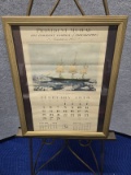 FRAMED 1939 CALENDAR PAGE FEATURING THE 1854 RED JACKET SHIP - 18