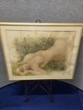 FRAMED NUDE WOMAN - ARTIST SIGNED - MEASURES 42