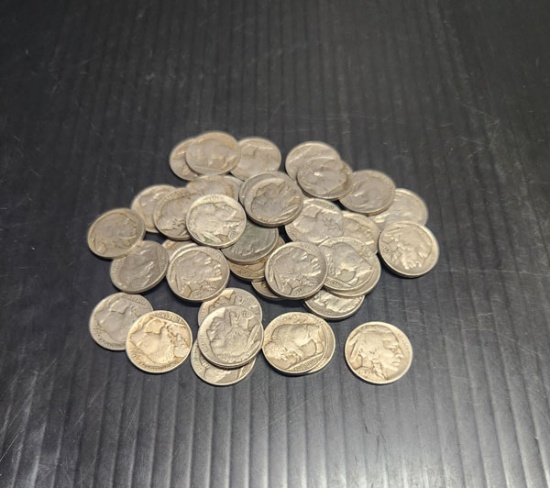 (41) BUFFALO NICKELS 1934-1938 - D, S AND NO MINT MARKS