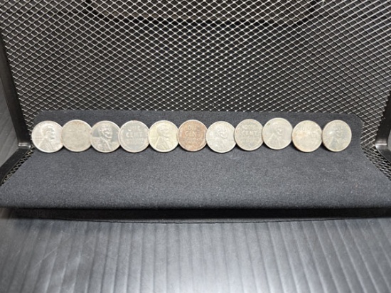 (11) 1943 STEEL WAR U.S. WHEAT PENNIES - D AND NO MINT