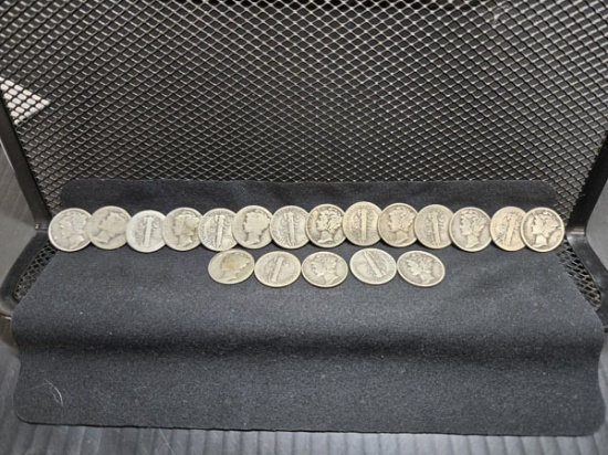 (19) U.S. SILVER MERCURY DIMES 1916-1945