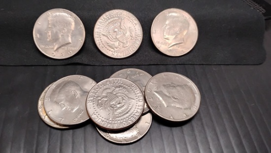 (10) KENNEDY HALF DOLLAR COINS - P, D AND UNKNOWN MINTS MARKS - 1968-1988