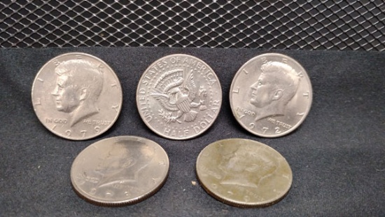 (5) KENNEDY HALF DOLLAR COINS 1972-1979 - NO MINT MARKS