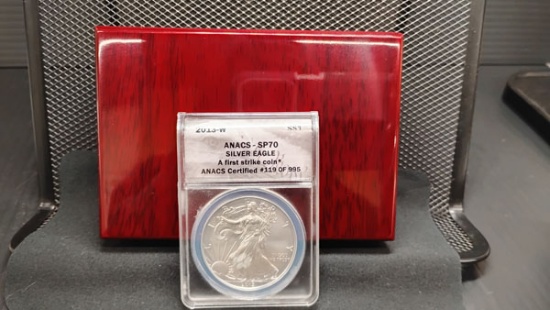 U.S. 2013-W 1 oz SILVER EAGLE - A FIRST STRIKE  COIN  #119/995 - SP70
