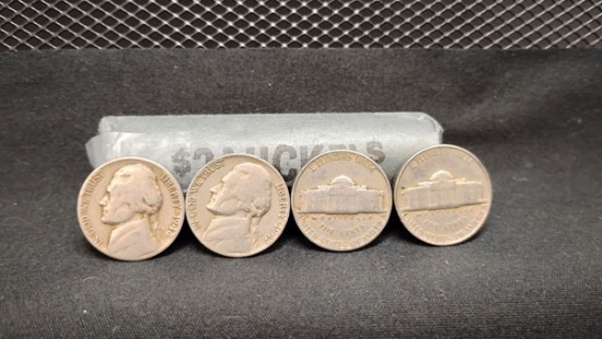 (55) JEFFERSON NICKELS 1947-1966 - SOME D MINT MARKS, MOSTLY NO MINT MARKS