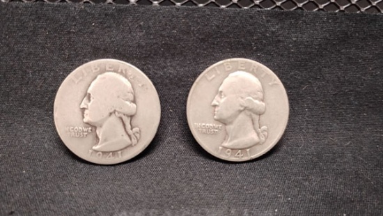 (2) SILVER 1941 WASHINGTON QUARTERS - D AND S MINT