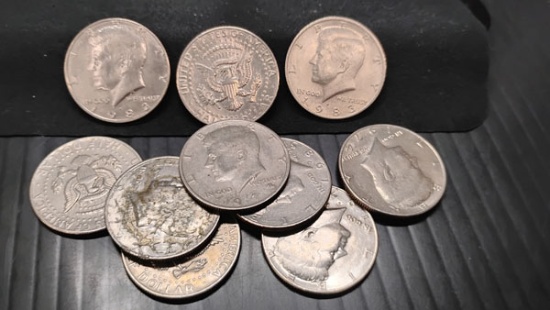 (10) U.S. KENNEDY HALF DOLLARS 1971-1985 - P,D AND NO MINTS