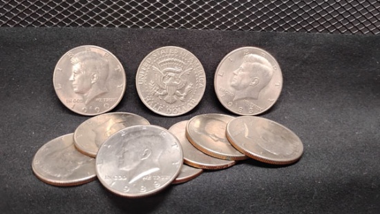 (10) U.S. KENNEDY HALF DOLLARS 1971-1990 - P,D AND NO MINTS