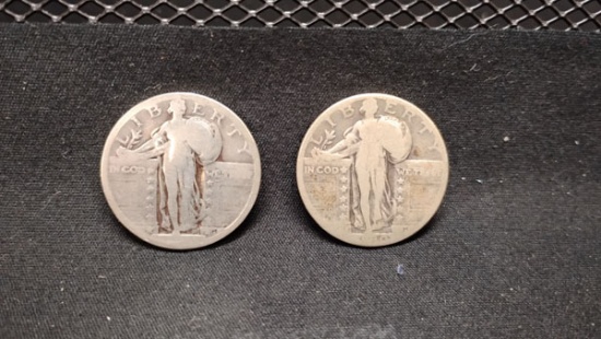 (2) U.S. SILVER STANDING LIBERTY QUARTERS - 1930 AND UNKNOWN YEAR OR MINT