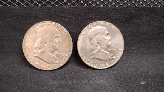 (2) U.S. SILVER 1963-D FRANKLIN HALF DOLLARS