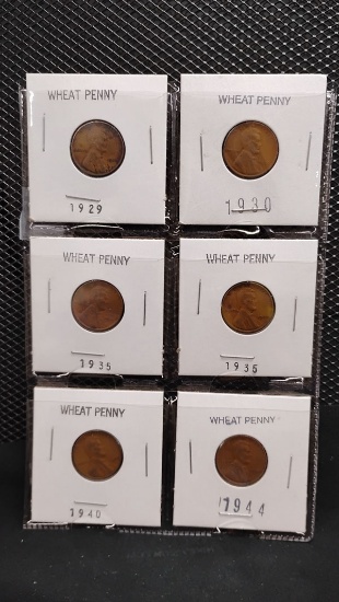 (6) WHEAT PENNIES 1929-1944