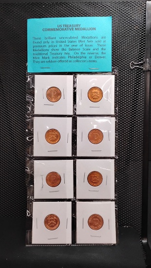 (8) UNCIRCULATED U.S. TREASURY COMMEMORATIVE MEDALLIONS